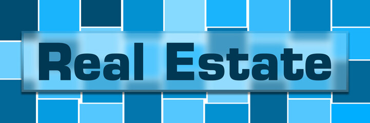 Real Estate Blue Squares Grid Background Glass Layer Horizontal 