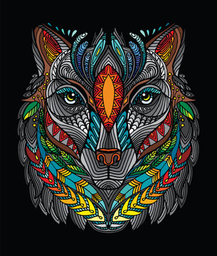 Vector colorful wolf