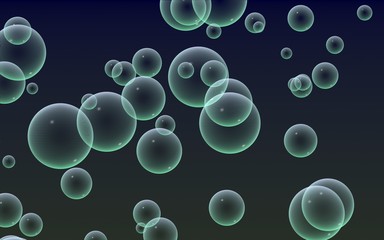Dark background green mesh bubbles. Wallpaper, texture with bubble. 3D illustration