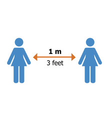 Social distancing line sign coronovirus epidemic protective equipment steps to protect yourself keep the 1 meter distance vector illustration isolated on white