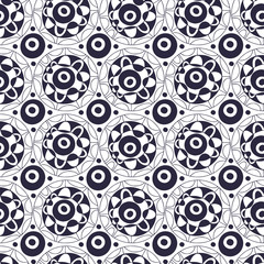 Seamless pattern with magical geometric ornament. Background for fabric. Eastern pattern in decorative style with circles ornaments. Textile design for clothes and linen