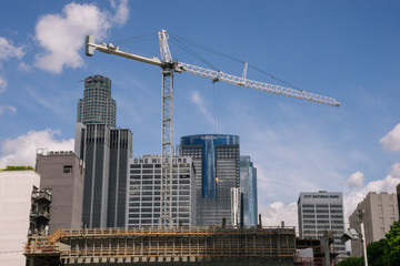 Fototapeta na wymiar Construction of skyscraper in downtown of Los Angeles