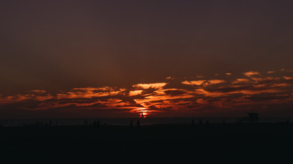 Sailboat at the sunsen on Venice beach California