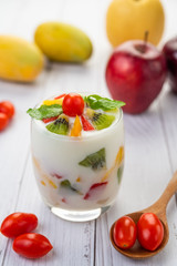 Fruit Yogurt Smoothie in glass.