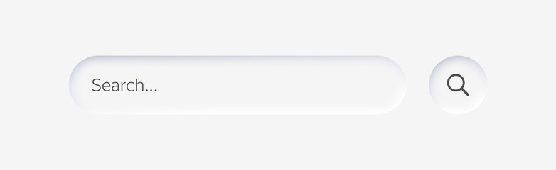 Obraz premium Search bar. Search window with shadow on light background, Neumorphism design. Vector illustration EPS10