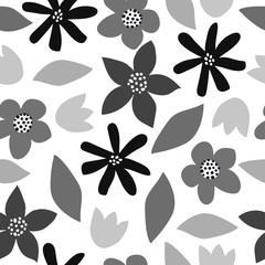Fototapeta na wymiar Seamless pattern with cartoon flowers. colorful vector, hand drawing. ornament, flat style. design for fabric, print, textile, wrapper