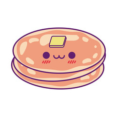 Kawaii pancakes cartoon line and fill style icon vector design