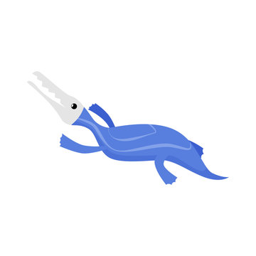 Blue ichthyoid dinosaur illustration. Creature, colored, animal. Nature concept. illustration can be used for topics like history, school, kid books