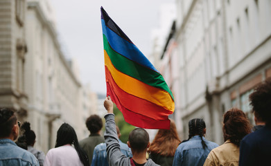 People in a gay pride parade - obrazy, fototapety, plakaty