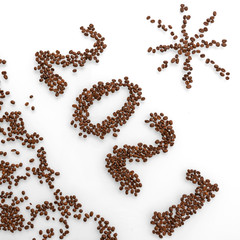 Christmas concept with 2021 laid out from coffee beans on a light background. christmas coffee house concept