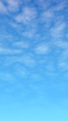 Blue sky background with white clouds. Cumulus white clouds in the clear blue sky in the morning. 3D illustration
