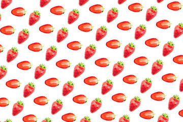 Organic strawberry berry isolated on white background.