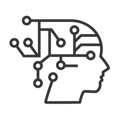 vector icon artificial intelligence in humanoid head with neural network thinks