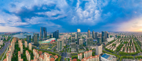 Fototapeta na wymiar CBD urban scenery of Suzhou Industrial Park, Jiangsu Province, China
