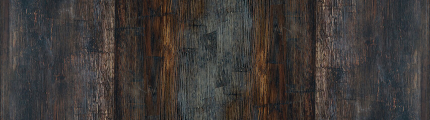 Old brown rustic dark burned oak wooden texture - wood background panorama long banner

