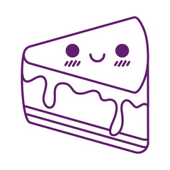Kawaii cake cartoon line style icon vector design