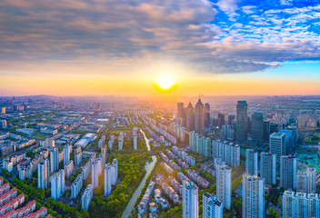 CBD urban scenery of Suzhou Industrial Park, Jiangsu Province, China