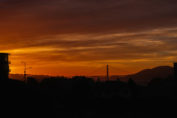 Fototapeta na wymiar Oakland Bay bridge at sunset in San Francisco