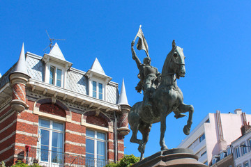 Naklejka premium Equestrian statue of Joan of Arc in Lille, France