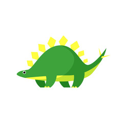 Green herbivorous dinosaur illustration. Creature, colored, animal. Nature concept. illustration can be used for topics like history, school, kid books