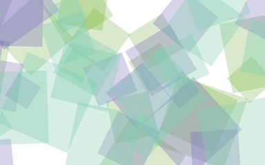 Multicolored translucent squares on white background. 3D illustration