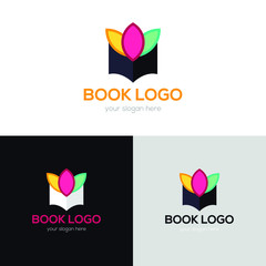 Modern Creative Minimal New Flower Book Logo Design Template