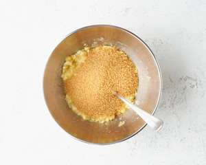 Homemade Banana bread. Dough for cake. Step by step recipe. Step 3.