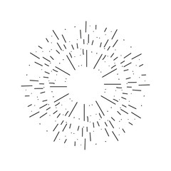 Obraz premium Hand drawn vector fireworks. Vintage hipster banners, insignias, radial sunbusrt.