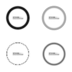 Set of abstract circle halftone dotted frame. Vector round border. Blank banner design element.