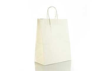 Craft bag for food on white backgroung, paper pack of carton, storage, blank, white package box