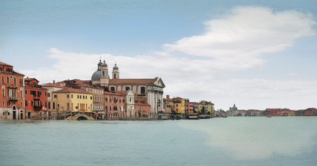 Fototapeta na wymiar Venezia Zattere sigjt with high water