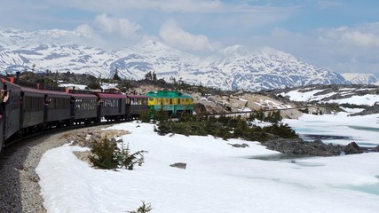 Train Through Snow Covered Landscape