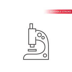 Microscope, science laboratory symbol thin line vector icon. Outline, editable stroke.