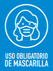 Afiche uso de mascarilla obligatorio. Mujer