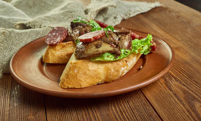Chicken liver  chorizo open sandwich