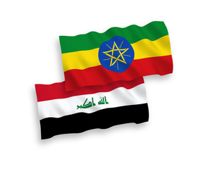 Fototapeta premium Flags of Iraq and Ethiopia on a white background
