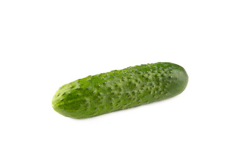 Green cucumber isolated on white background. Top view