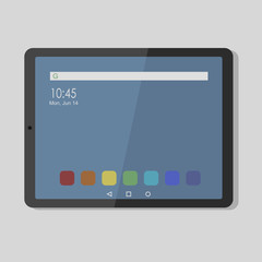 Electronic tablet with touch screen. Cartoon flat vector illustration of  minimalistic design for web site or mobile app