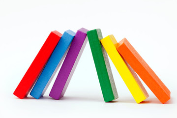 Fototapeta premium colored building blocks of wood