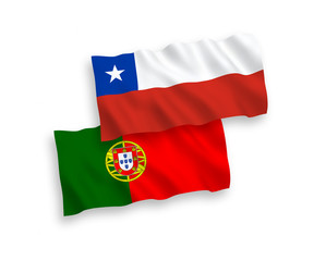Flags of Portugal and Chile on a white background