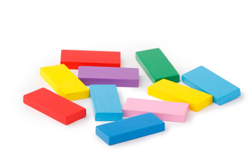 colored building blocks of wood