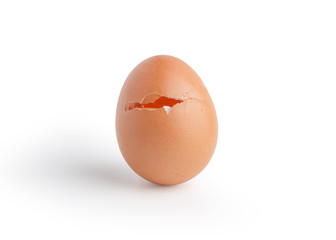 Raw chicken eggs broken isolated on the white background