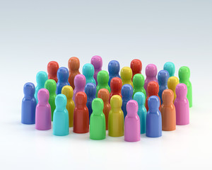 Abstract colorful crowd of people. Social Media. 3d illustration