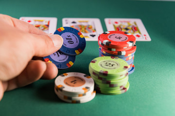 Man playing BlackJack at the casino