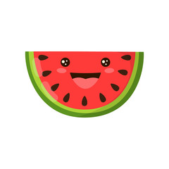 Obraz premium cartoon watermelon isolated on white, vector illustration