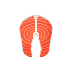 Salmon steak illustration. Fish, trout, raw food. Food concept. Can be used for topics like fish market, seafood, restaurant menu