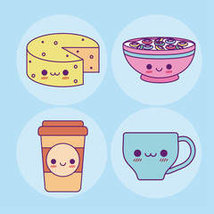 Kawaii cheese cereal coffee mug and cup vector design
