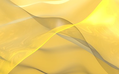 Abstract gold background. Beautiful backdrop with yellow waves. 3d illustration.