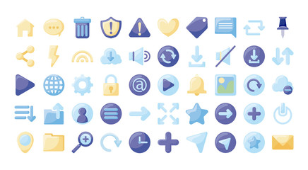Social media and web flat style icon set vector design