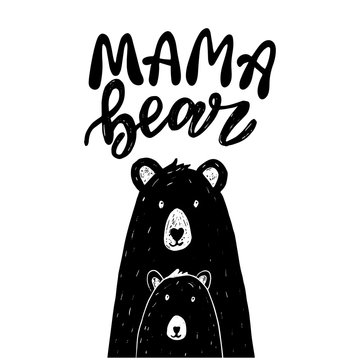 Scandinavian mama bear vector with funny lettering